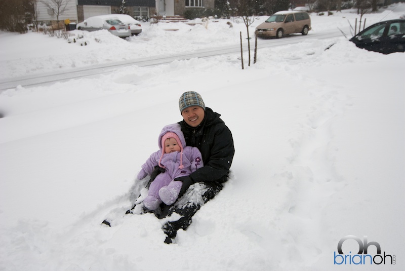 Sarah Oh and Brian Oh outside in the snow