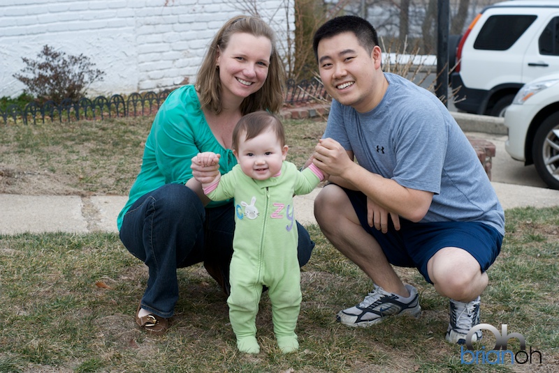 The Oh family hanging outside